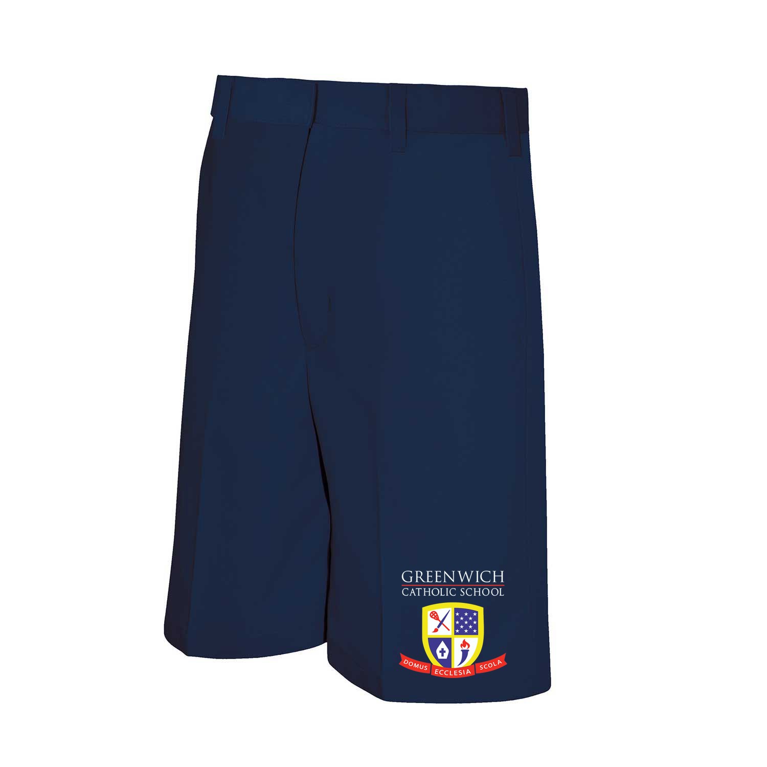 GCS Boys' Flat-Front Adjustable Waist Navy Dress Shorts w/ Logo - GCS ...