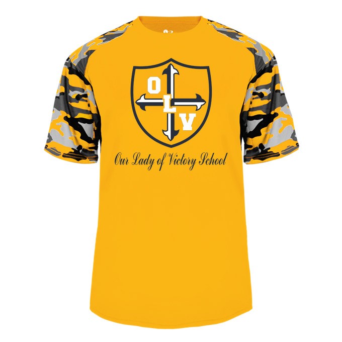 OLV S/S Spirit Camo T-Shirt w/ Navy Logo #26 - Please Allow 3-4 Weeks for Fulfillment
