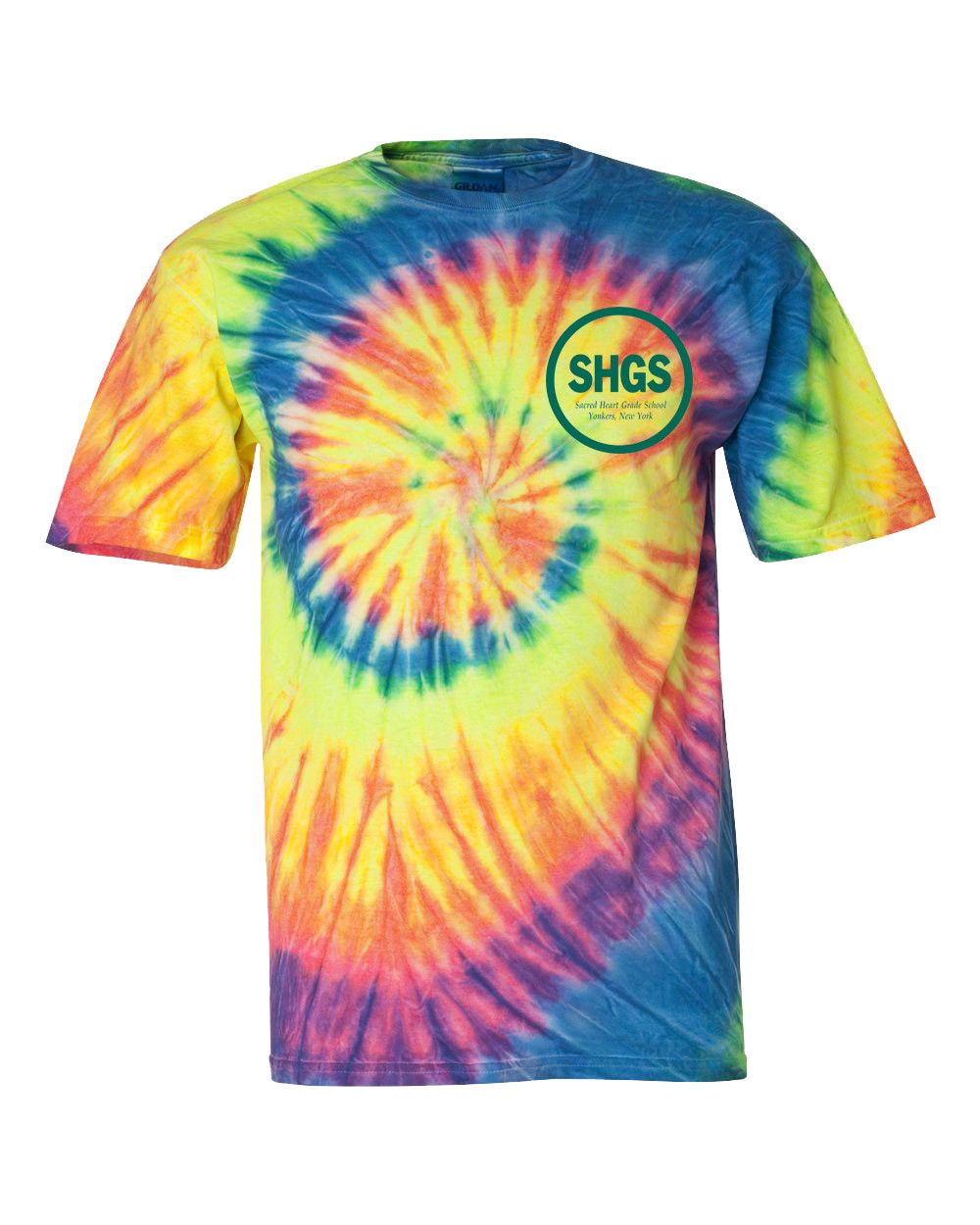 SHGS S/S Tie Dye Spirit T-Shirt w/ Kelly Green Logo - Please Allow
